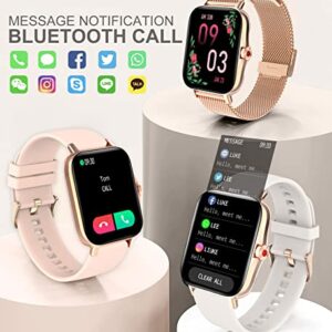 Iaret Smart Watch for Women(Call Receive/Dial), Fitness Tracker Waterproof Smartwatch for Android iOS Phones 1.7" HD Full Touch Screen Digital Watches with Heart Rate Sleep Monitor Pedometer, White