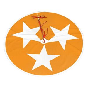 christmas tree skirt, 30-48 inch tennessee orange star flag tree mat for christmas decorations holiday party ornaments