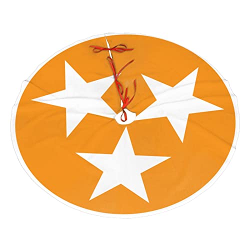 Christmas Tree Skirt, 30-48 Inch Tennessee Orange Star Flag Tree Mat for Christmas Decorations Holiday Party Ornaments