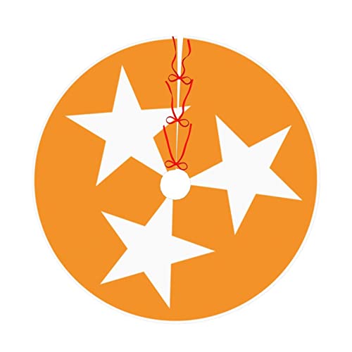 Christmas Tree Skirt, 30-48 Inch Tennessee Orange Star Flag Tree Mat for Christmas Decorations Holiday Party Ornaments