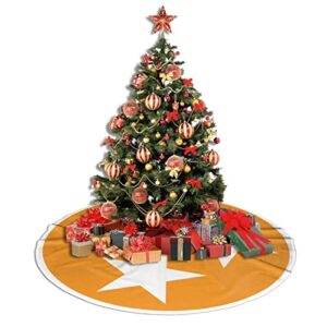 Christmas Tree Skirt, 30-48 Inch Tennessee Orange Star Flag Tree Mat for Christmas Decorations Holiday Party Ornaments