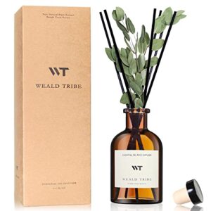 flower reed diffuser set eucalyptus & lavender scent for bathroom accessories shelf decor & air fresheners, sticks defusers with 4.0 fl oz essential oils & leaves, house bedroom office decor & gifts