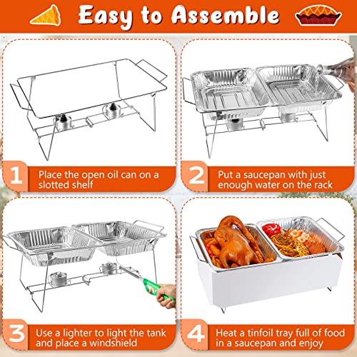 8 Pcs Foldable Chafing Wire Rack Chafing Dish Rack Folding Wire Chafing Stand Collapsible Buffet Serving Stand for Easy Storage and Reuse Food Warmer Trays Party Event Catering Supplies Home