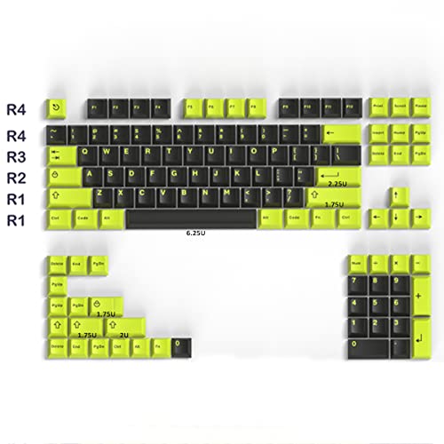 mintcaps Doubleshot Keycaps Green Black Keycaps 121 Keys Cherry Profile Custom Keycaps Set for Cherry MX Gateron Switches Mechanical Keyboards