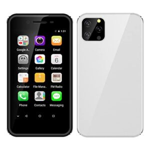 i14 mini smartphone 3.0 inches display screen android 8.1 quad core dual sim 2gb ram 32gb rom 1100mah 5.0mp with google play store whatsapp backup cellphone (white)