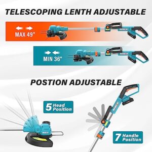 Berserker 20V 12" Cordless String Trimmer 2.0Ah Battery Powered and Fast Charger Included, 2-in-1 Compact Weed Wacker Eaters and Edger with Support Wheels，Ideal for Lawn Trim and Yard Maintenance