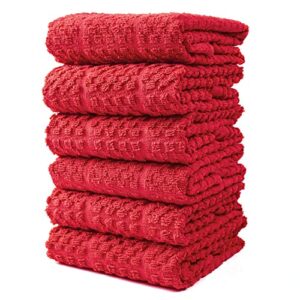 riangi red kitchen towels set of 6 size 16x26 inches super absorbent kitchen towels red dish towels for kitchen towels cotton terry cloth kitchen towels dish drying towels - red dish cloths