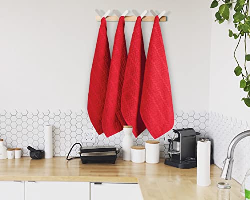 RIANGI Red Kitchen Towels Set of 6 Size 16x26 Inches Super Absorbent Kitchen Towels Red Dish Towels for Kitchen Towels Cotton Terry Cloth Kitchen Towels Dish Drying Towels - Red Dish Cloths