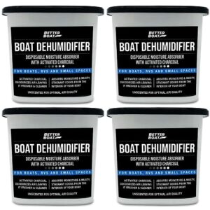 moisture absorber boat dehumidifier moisture absorbers charcoal smell remover to get rid of damp smell & humidity | no refill for basement, closet, home, rv or boating unscented fragrance free (4 pack)
