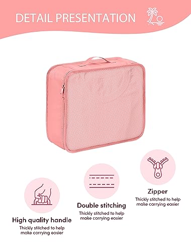 DIMJ Packing Cubes 8 Set, Travel Organizer Bags for Luggage Portable Packing Cubes for Suitcases Organizer Bags Set, Luggage Organizer for Travel Accessories. (Pink)