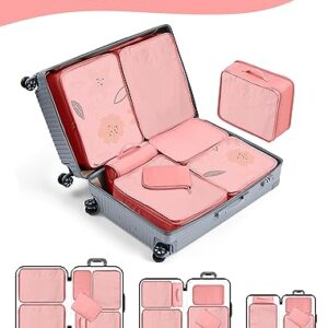 DIMJ Packing Cubes 8 Set, Travel Organizer Bags for Luggage Portable Packing Cubes for Suitcases Organizer Bags Set, Luggage Organizer for Travel Accessories. (Pink)