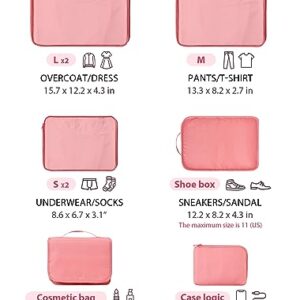 DIMJ Packing Cubes 8 Set, Travel Organizer Bags for Luggage Portable Packing Cubes for Suitcases Organizer Bags Set, Luggage Organizer for Travel Accessories. (Pink)