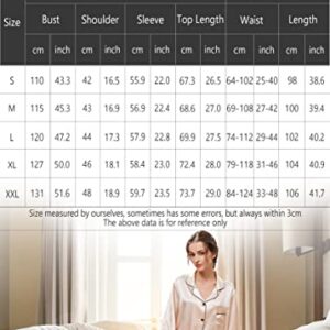 Fivali Womens Silk Satin Pajamas Long Sleeve Pj Set Two-piece Sleepwear Silky Button-down Nightwear Soft Loungewear Sets, L Champagne