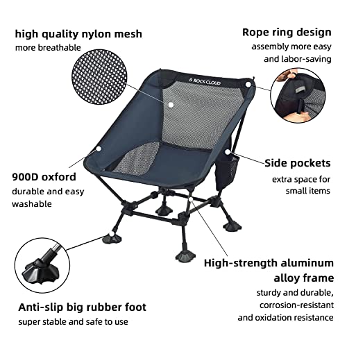 ROCK CLOUD Portable Camping Chair Ultralight Folding Chairs Outdoor for Camp Hiking Backpacking Lawn Beach Sports Blue