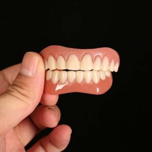 chnlml fake teeth, cosmetic denture veneers for upper and lower jaw, dental veneers for temporary teeth restoration, nature and comfortable, protect your teeth - 2 pcs