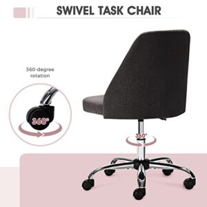 Home Office Desk Chair - Adjustable Rolling Chair, Armless Cute Modern Task Chair for Office, Home, Make Up,Small Space, Bed Room