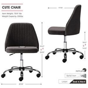 Home Office Desk Chair - Adjustable Rolling Chair, Armless Cute Modern Task Chair for Office, Home, Make Up,Small Space, Bed Room