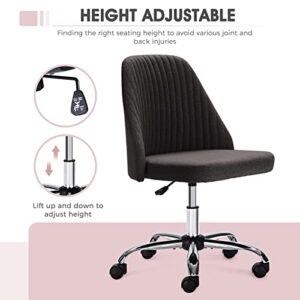 Home Office Desk Chair - Adjustable Rolling Chair, Armless Cute Modern Task Chair for Office, Home, Make Up,Small Space, Bed Room