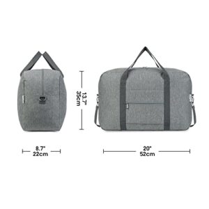 For United Airlines Foldable Carry on Bag 22x14x9 Travel Duffel Bag Packable luggage Duffle for Women and Men 40L (Grey (With Shoulder Strap))