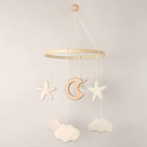 mobile for crib - baby mobile for crib - baby crib mobile - crib mobile for girls, boys - baby mobile for bassinet - gender neutral color theme - felt cloud, felt star, wood moon