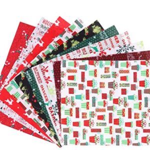 10Pcs Christmas Cotton Fabric Squares Quilting Fabric Patchwork Precut Fabric Scraps for DIY Quilting for Xmas Sewing Crafting (Color : As Shown)