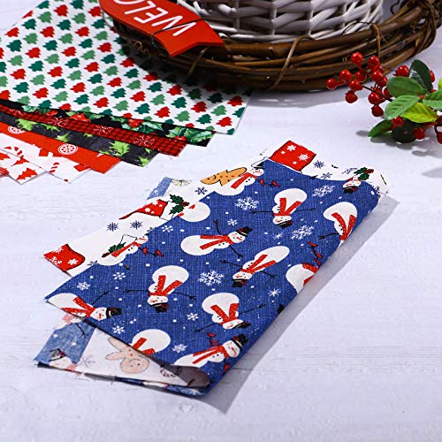 10Pcs Christmas Cotton Fabric Squares Quilting Fabric Patchwork Precut Fabric Scraps for DIY Quilting for Xmas Sewing Crafting (Color : As Shown)