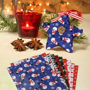 10Pcs Christmas Cotton Fabric Squares Quilting Fabric Patchwork Precut Fabric Scraps for DIY Quilting for Xmas Sewing Crafting (Color : As Shown)