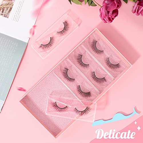 Bsisme False Eyelashes Cat-Eye Wispy Mink Eyelashes Natural Look Faux Fluffy Fake Eyelashes Cluster Long Full Extension Volume Thick Eye Lashes Soft Lightweight Reusable Lash (5 Pairs Pack)