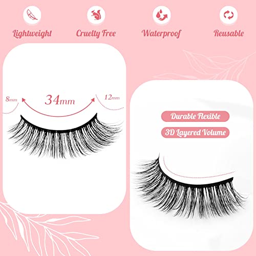 Bsisme False Eyelashes Cat-Eye Wispy Mink Eyelashes Natural Look Faux Fluffy Fake Eyelashes Cluster Long Full Extension Volume Thick Eye Lashes Soft Lightweight Reusable Lash (5 Pairs Pack)