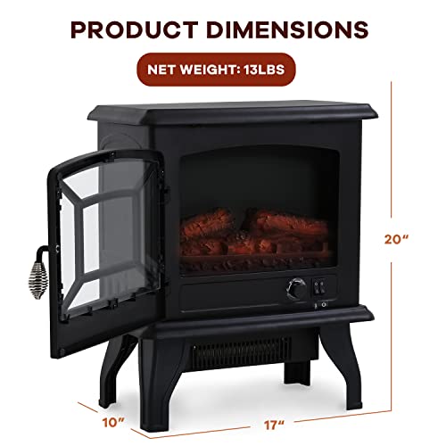 Electric Fireplace, Electric Fireplace Heater 3D Flames Freestanding TV Stand Fireplace Stove CSA Approved Safety 1500W Realistic Log Flame for Indoor Use(Black)