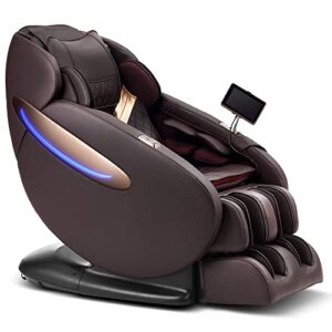 mynta 2023 3d massage chair full body - zero gravity massage chair recliner with sl track, ai voice control, lcd screen, quick access buttons, usb charger, auto body scan, bluetooth, brown