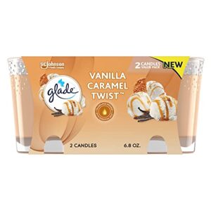 glade candle jar, air freshener, vanilla caramel twist, 3.4 oz, 2 count