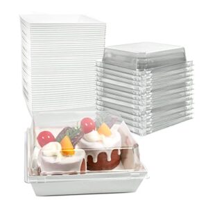 pintuson 50 pack paper charcuterie boxes with clear lids 4.7 inch - disposable sandwich box with clear lid - individual mini charcuterie boxes, white