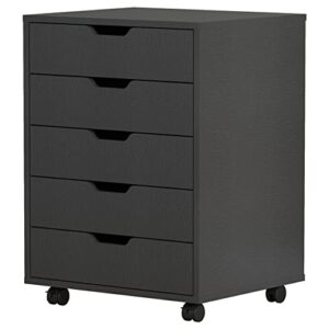 koifuxii office cabinet with drawers - 5 drawer chest - rolling office drawer unit - wood desk drawers cabinet under desk, grey