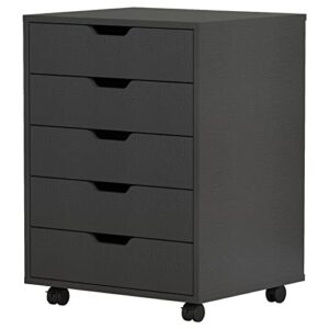 Koifuxii Office Cabinet with Drawers - 5 Drawer Chest - Rolling Office Drawer Unit - Wood Desk Drawers Cabinet Under Desk, Grey