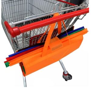 ISJ Co Trolley Bags for Shopping Cart, Set of 4 Reusable Bags (Orange, Green, Blue and Red)