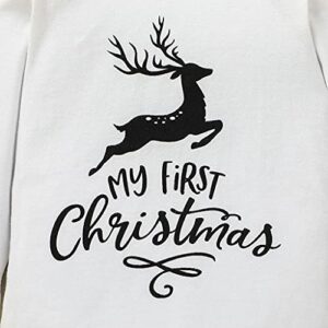 LYQTloml My Frist Christmas Baby Girl Boy Clothes Cute Newborn Baby Boys Christmas Reindeer Romper Outfit + Pants 3PCS With Hat