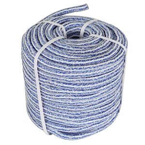 tinvhy 3/4 inch x 200 feet double braid polyester rope 20000lbs breaking strength strong pulling rope for tree work camping swings(blue white)