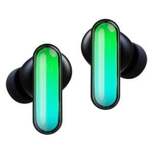 hhogene gpods rgb wireless earbuds with led light control, noise cancelling bluetooth earphones in ear with fast charging case, ipx4 sweatproof sport gaming hiking traveling for iphone & android black
