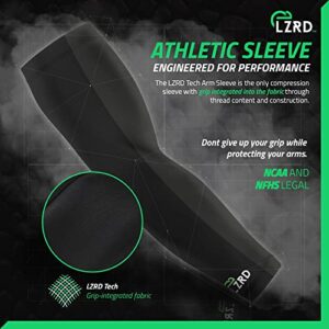 LZRD TECH Football Sleeve - Max Grip Compression Arm Sleeve with Moisture Wicking Fabric, Protection from Turf Burns & Scrapes - NCAA Legal UV Protection Sleeves - Adult Small/Medium, Black