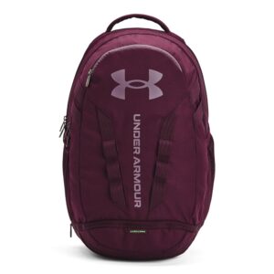 under armour unisex-adult hustle 5.0 backpack , (602) dark maroon / green screen / misty purple , one size fits all
