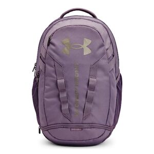 under armour unisex-adult hustle 5.0 backpack , (550) violet gray / violet gray / metallic champagne gold , one size fits all