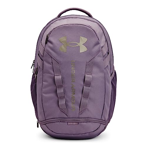 Under Armour unisex-adult Hustle 5.0 Backpack , (550) Violet Gray / Violet Gray / Metallic Champagne Gold , One Size Fits All