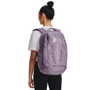 Under Armour unisex-adult Hustle 5.0 Backpack , (550) Violet Gray / Violet Gray / Metallic Champagne Gold , One Size Fits All