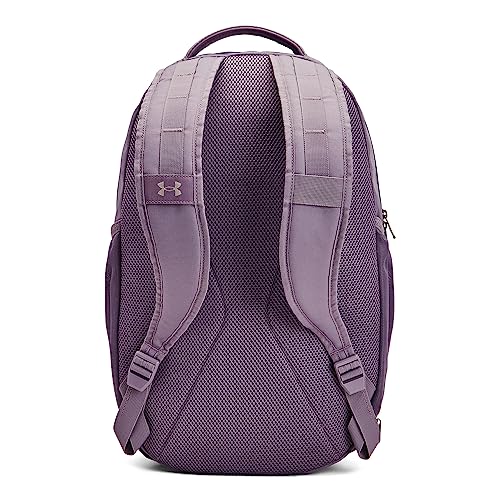 Under Armour unisex-adult Hustle 5.0 Backpack , (550) Violet Gray / Violet Gray / Metallic Champagne Gold , One Size Fits All