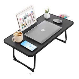 [28' x 16'] extra large foldable laptop table for bed, floor desk - great for eating, study, computer use & writing (black)