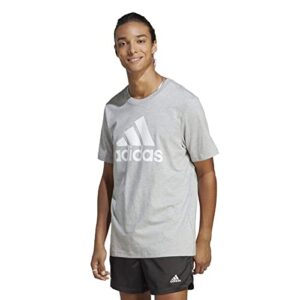 adidas men's essentials single jersey 3-stripes t-shirt, medium grey heather, xx-large