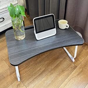 LKBBC Foldable Laptop Desk for Bed, Bed Laptop Table with Storage, Foldable Portable Lap Bed Tray, 23.6 Inch Floor Table for Drawing, Reading and Writing, Maple