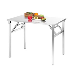 small stainless steel folding table, portable camp picnic party dining table no assembly sturdy small folding desk (36" x 24")…