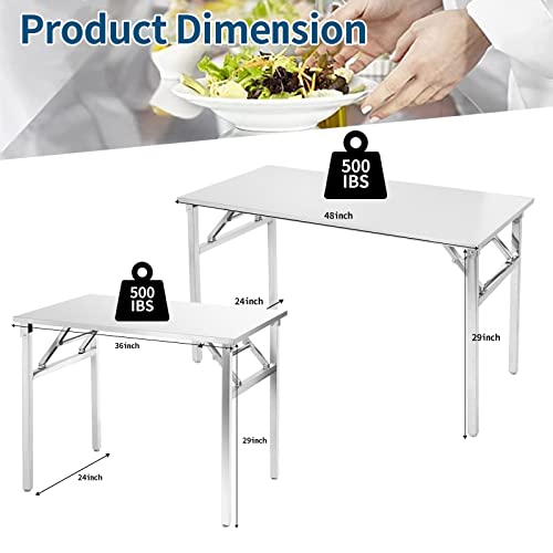 Small Stainless Steel Folding Table, Portable Camp Picnic Party Dining Table No Assembly Sturdy Small Folding Desk (36" x 24")…